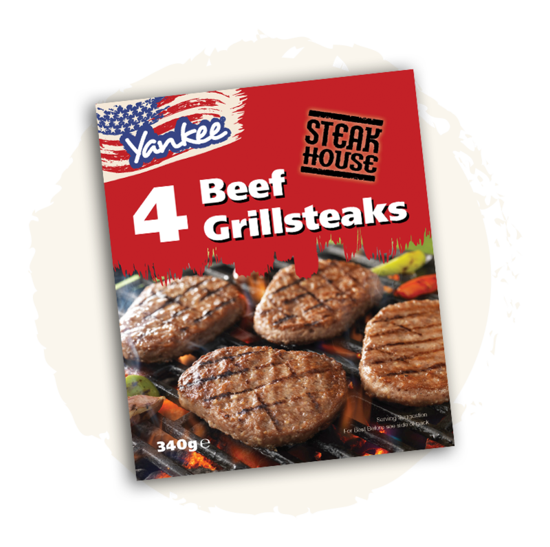 PM £3.29 Yankee 4 Beef Grill 8x340g
