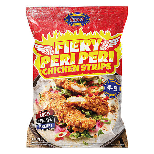 American Ranch Foods Fiery Peri Peri Chicken Strips 320g 320g × 12