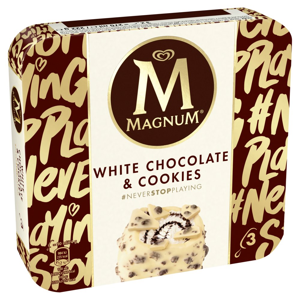 Magnum White Chocolate & Cookies Ice Cream Sticks 3 x 90ml