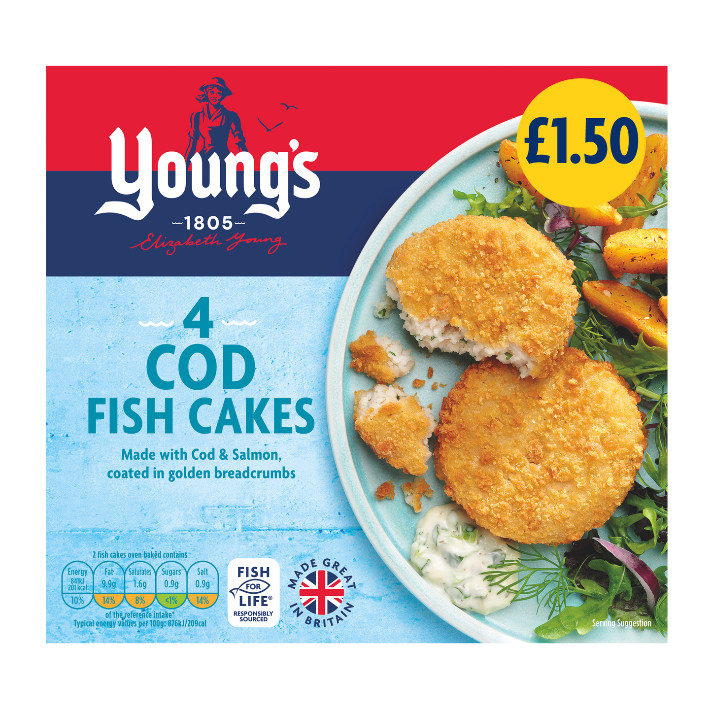 PM £1.50 Youngs 4 Cod Cake 12x200g