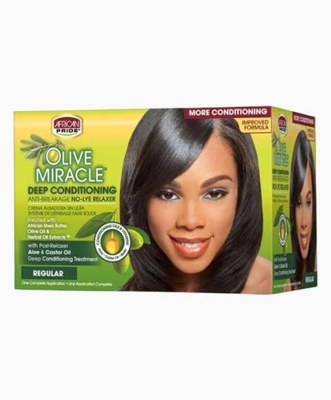 OLIVE MIRACLE ANTI BREAKAGE DEEP CONDITIONING NO LYE RELAXER 1 application (Pack of 12 Color Regular Relaxer n Texturizer Asetena Pa