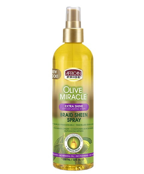 OLIVE MIRACLE EXTRA SHINE BRAID SHEEN SPRAY 355 ml Sprays, Serums and Oils Asetena Pa