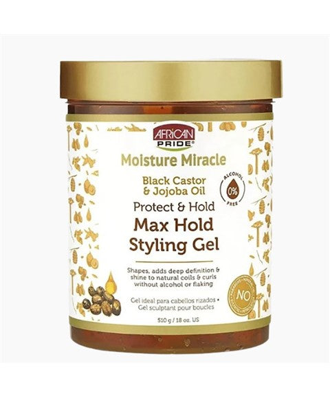 MOISTURE MIRACLE BLACK CASTOR AND JOJOBA OIL MAX HOLD STYLING GEL 510 g Hair Styling Asetena Pa