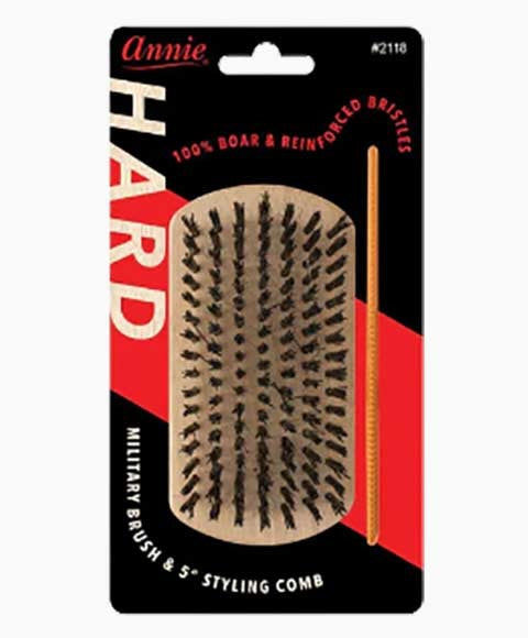 ANNIE HARD MILITARY BRUSH WITH 5 STYLING COMB 2118 Hair Brushes and Combs Asetena Pa