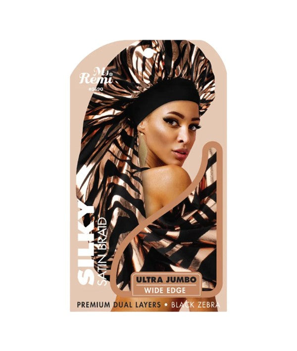 MS REMI SILKY SATIN BRAID ULTRA JUMBO WIDE EDGE BLACK MAZE 3690 Durags and Caps Asetena Pa