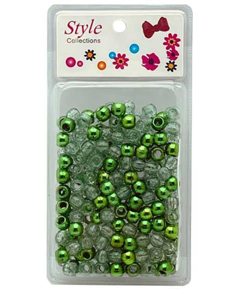 STYLE COLLECTION HAIR BEADS BD008 GREEN Large Kids Hair Accessories Asetena Pa