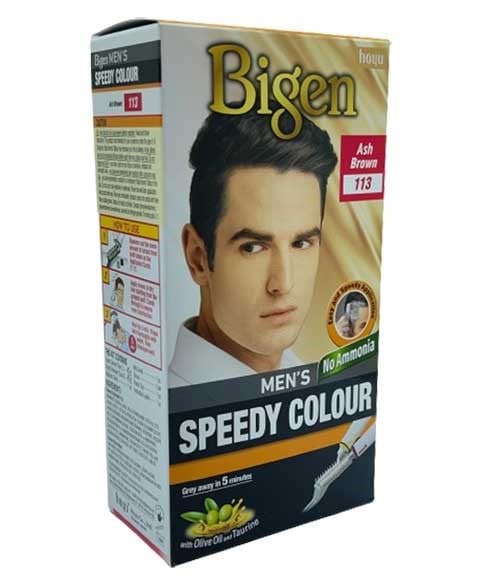 BIGEN HAIR MENS SPEEDY COLOUR ASH BROWN 113 pack of 6 Men Hair Dye Asetena Pa