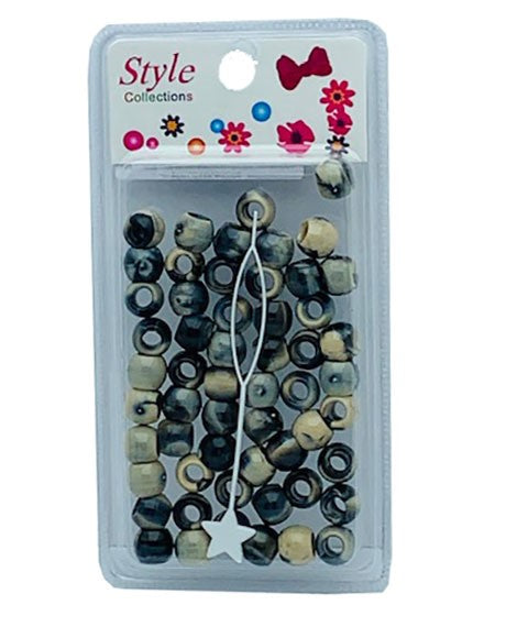 STYLE COLLECTION PATTERN BEADS BD012 BLACK AND BEIGE Kids Hair Accessories Asetena Pa