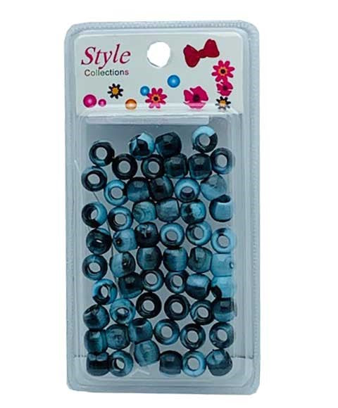 STYLE COLLECTION PATTERN BEADS BD012 BLACK AND LIGHT BLUE Kids Hair Accessories Asetena Pa