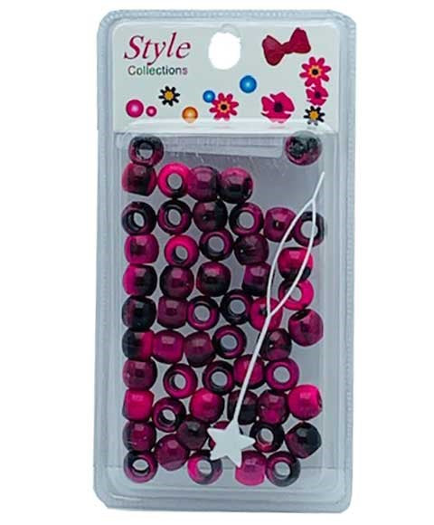 STYLE COLLECTION PATTERN BEADS BD012 BLACK AND PINK Kids Hair Accessories Asetena Pa