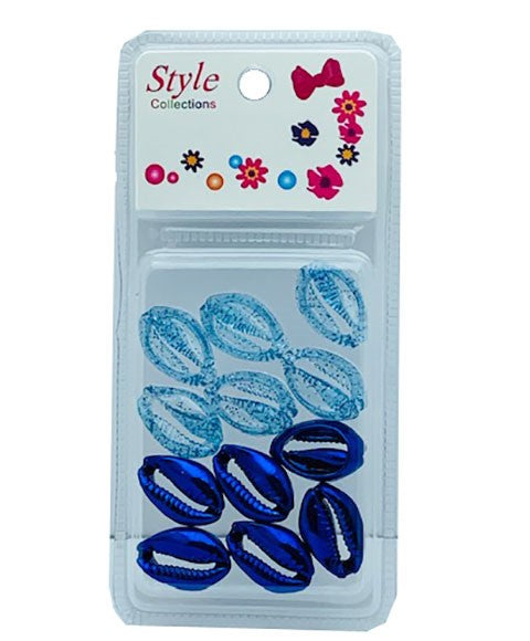 STYLE COLLECTION 2 TONE SHELL BEADS BD015 BLUE Kids Hair Accessories Asetena Pa
