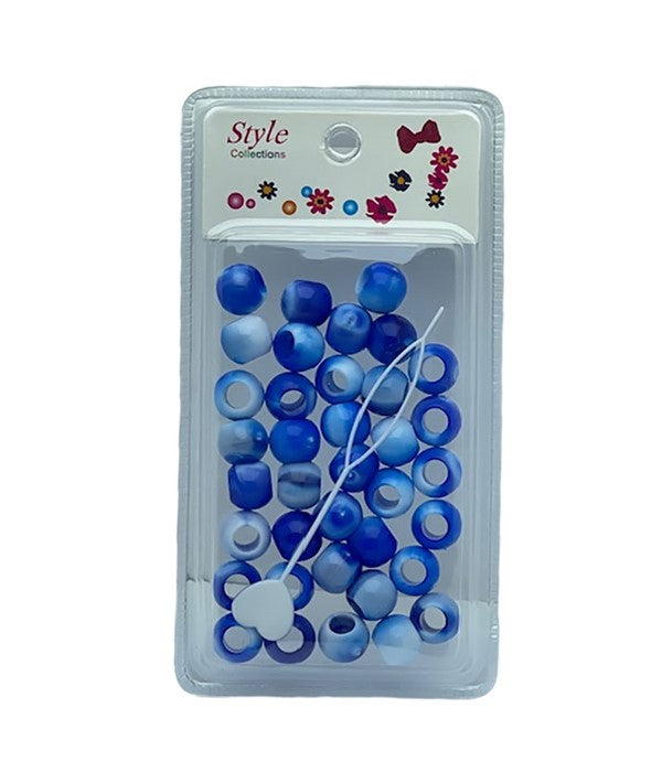 STYLE COLLECTION HAIR BEADS WHITE AND BLUE BD009F Kids Hair Accessories Asetena Pa