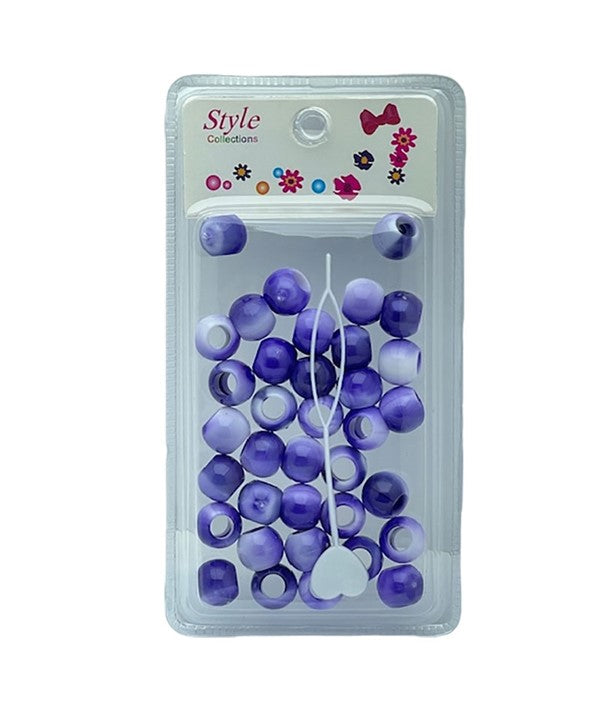 STYLE COLLECTION HAIR BEADS WHITE AND PURPLE BD009C Kids Hair Accessories Asetena Pa
