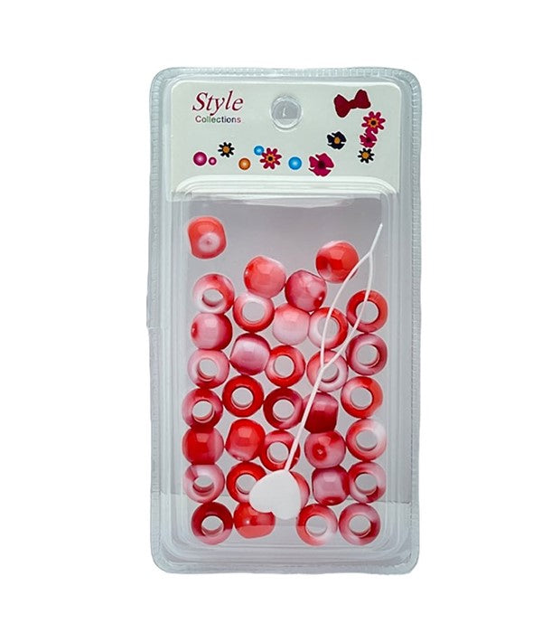 STYLE COLLECTION HAIR BEADS WHITE AND RED BD009P Kids Hair Accessories Asetena Pa