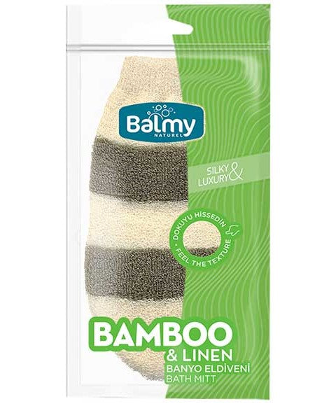 BALMY NATURAL BAMBOO AND LINEN BATH MITT Skin Wash Asetena Pa