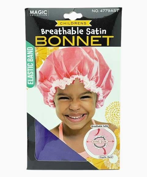 MAGIC COLLECTION CHILDRENS BREATHABLE SATIN BONNET 4779AST Color Assorted Durags and Caps Asetena Pa