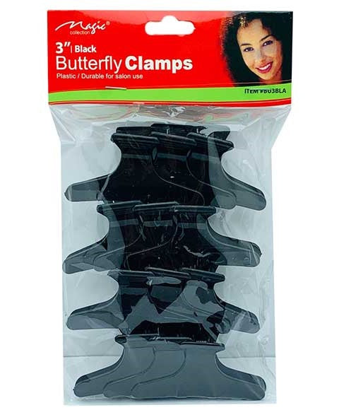 MAGIC COLLECTION BUTTERFLY CLAMPS BU3 BLA 12 pcs Color Black Kids Hair Accessories Asetena Pa