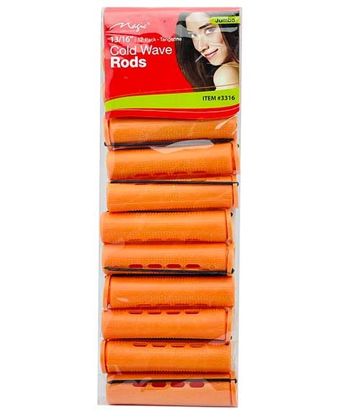MAGIC COLLECTION COLD WAVE RODS 3316 13/16" Jumbo Color Tangerine Kids Hair Accessories Asetena Pa