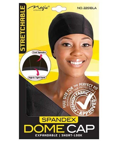MAGIC COLLECTION SPANDEX DOME CAP 2251 BLACK Durags and Caps Asetena Pa