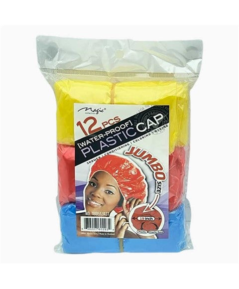 MAGIC COLLECTION WATER PROOF PLASTIC CAP 18051JAST 12 pcs Color Assorted Durags and Caps Asetena Pa