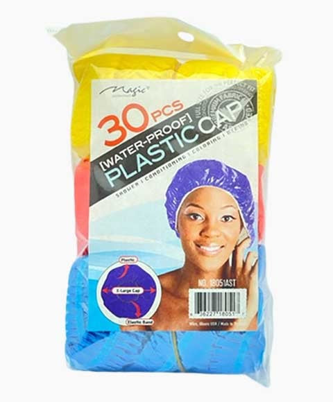 MAGIC COLLECTION WATER PROOF ELASTIC BAND PLASTIC CAPS 30 pcs Color 18051AST Durags and Caps Asetena Pa