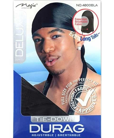 MAGIC COLLECTION DELUXE TIE DOWN DURAG Color 4800BLA Durags and Caps Asetena Pa