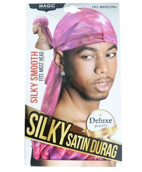 MAGIC COLLECTION SILKY SATIN DURAG 4801CPIN Color Camo Pink Durags and Caps Asetena Pa