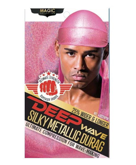 MAGIC COLLECTION DEEP WAVE SILKY METALLIC DURAG 4802HPIN Color HPink Durags and Caps Asetena Pa