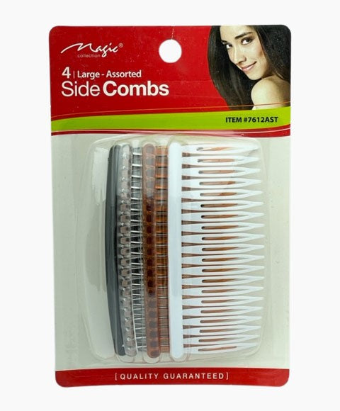 MAGIC COLLECTION SIDE COMBS 7612 ASSORTED 4 Large Kids Hair Accessories Asetena Pa