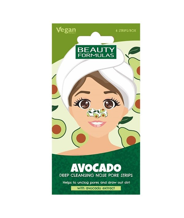 BEAUTY FORMULAS AVOCADO DEEP CLEANSING NOSE PORE STRIPS 6 Pairs Skin Wash Asetena Pa