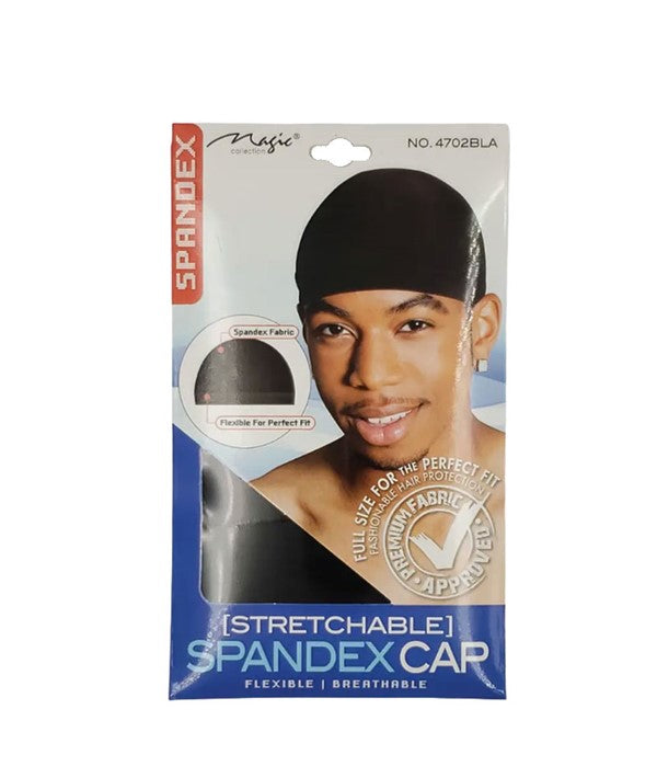 MAGIC COLLECTION STRETCHABLE SPANDEX CAP 4702BLA Durags and Caps Asetena Pa