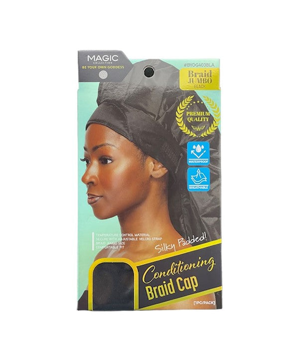 MAGIC COLLECTION CONDITIONING SHOWER CAP BYOG403BLA Jumbo Color Black Durags and Caps Asetena Pa
