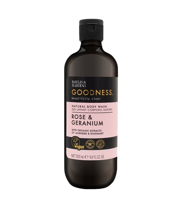 GOODNESS ROSE AND GERANIUM NATURAL BODY WASH 1 L Body Care Asetena Pa