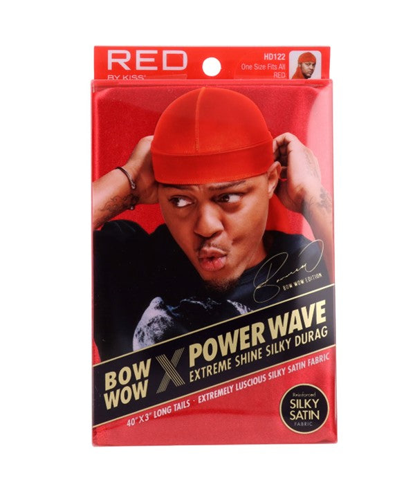 RED BY KISS BOW WOW X POWER WAVE EXTREME SHINE SILKY DURAG HD122 one size fits all Color RED Durags and Caps Asetena Pa