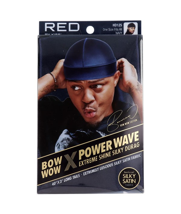 RED BY KISS BOW WOW X POWER WAVE EXTREME SHINE SILKY DURAG HD125 one size fits all Color Navy Durags and Caps Asetena Pa