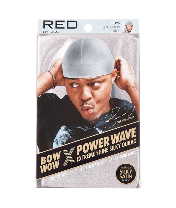 RED BY KISS BOW WOW X POWER WAVE EXTREME SHINE SILKY DURAG HD126 one size fits all Color GREY Durags and Caps Asetena Pa