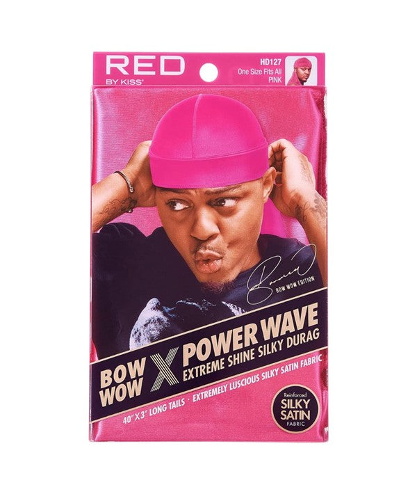 RED BY KISS BOW WOW X POWER WAVE EXTREME SHINE SILKY DURAG HD127 one size fits all Color Pink Durags and Caps Asetena Pa