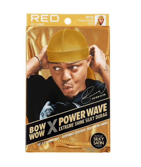 RED BY KISS BOW WOW X POWER WAVE EXTREME SHINE SILKY DURAG HD128 one size fits all Color Gold Durags and Caps Asetena Pa