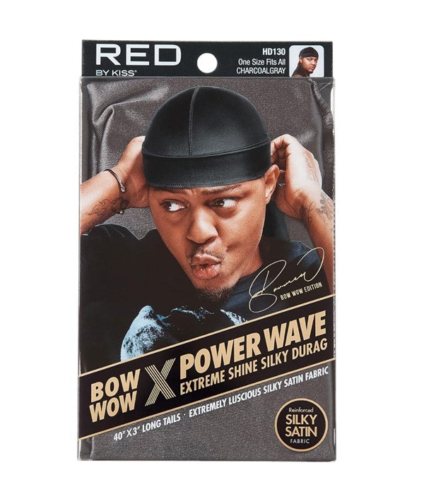 RED BY KISS BOW WOW X POWER WAVE EXTREME SHINE SILKY DURAG HD130 one size fits all Color Charcoal Grey Durags and Caps Asetena Pa