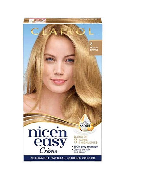 NICE N EASY CREME PERMANENT COLOUR 8 MEDIUM BLONDE 1 Application Hair Color Asetena Pa