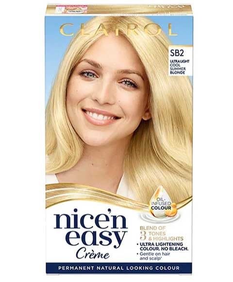 NICE N EASY CREME PERMANENT COLOR SB2 ULTRA LIGHT COOL SUMMER BLONDE 1 Application Hair Color Asetena Pa