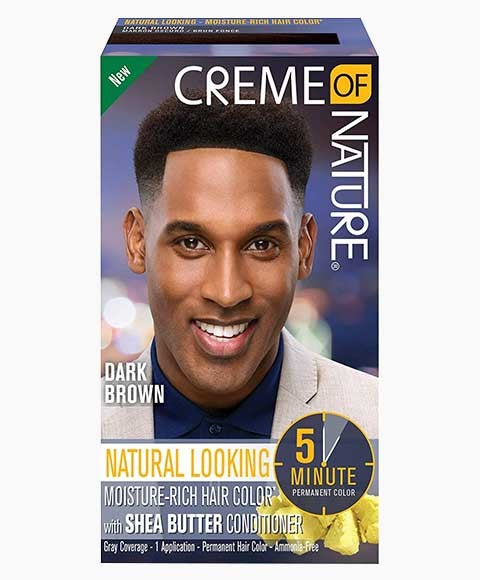 MENS MOISTURE RICH HAIR COLOR WITH SHEA BUTTER CONDITIONER DARK BROWN 1 Application Hair Color Asetena Pa