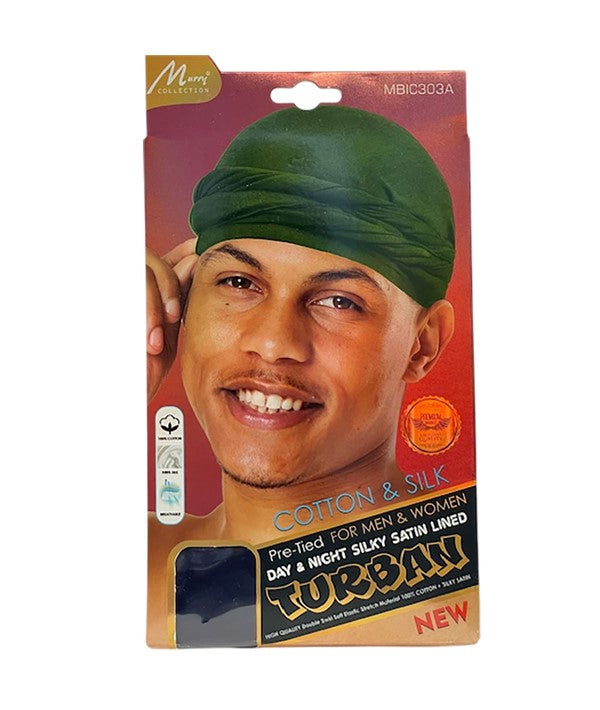 COTTON AND SILK DAY AND NIGHT SILKY SATIN LINED TURBAN MBIC303A Durags and Caps Asetena Pa