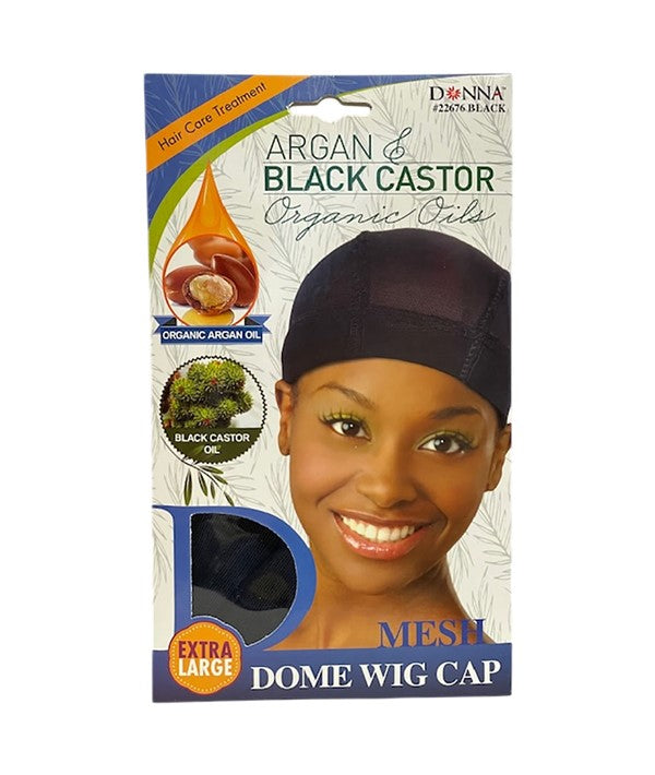 DONNA ARGAN AND BLACK CASTOR MESH DOME WIG CAP 22677 Black Durags and Caps Asetena Pa