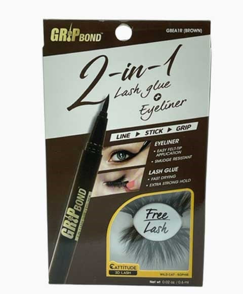 EBIN NEW YORK 2 IN 1 LASH GLUE AND EYELINER 6ml Color GBEA1R BROWN Eye Makeup Asetena Pa