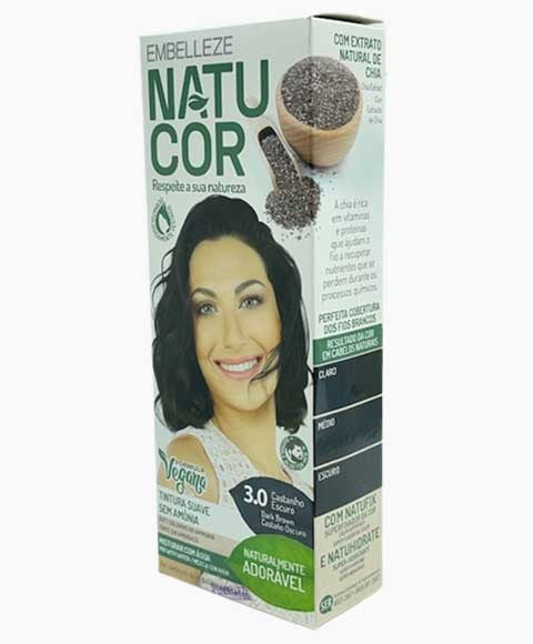 NATUCOR VEGAN AMMONIA FREE PERMANENT COLOR 3.0 DARK BROWN Hair Color Asetena Pa