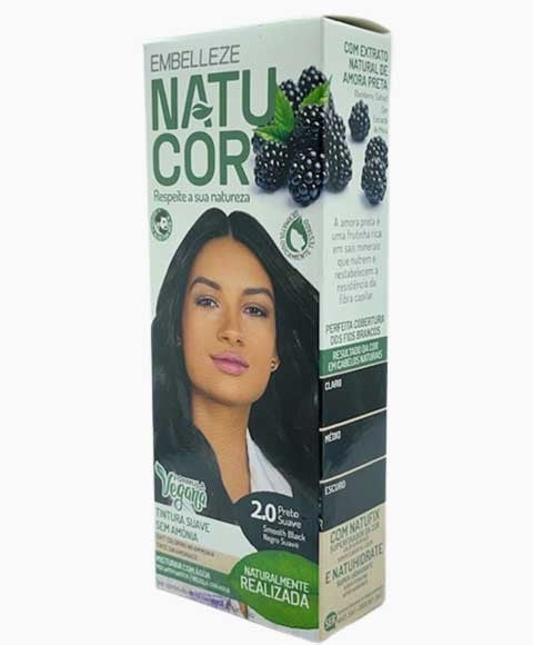 NATUCOR VEGAN AMMONIA FREE PERMANENT COLOR 2.0 SMOOTH BLACK Hair Color Asetena Pa