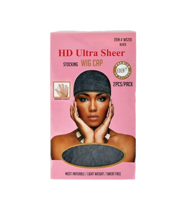 EDEN HD ULTRA SHEER STOCKING WIG CAP WS201 BLACK Durags and Caps Asetena Pa