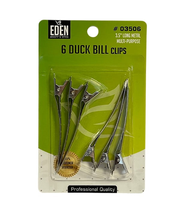EDEN PROFESSIONAL QUALITY 6 DUCK BILL LONG METAL CLIPS 03506 3.5 inch Salon Accessories Asetena Pa