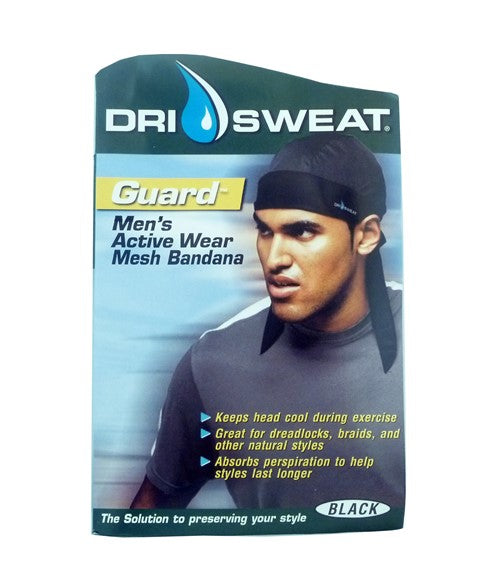 DRI SWEAT GUARD MENS ACTIVE WEAR MESH BANDANA Color Black Durags and Caps Asetena Pa